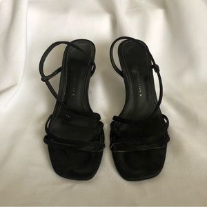 Zara strappy black suede kitten heels